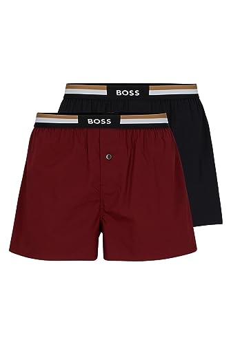 BOSS Herren Boxershorts Webboxer Pyjama-Shorts Woven Boxer Shorts 2er Pack, Farbe:Mehrfarbig, Größe:S, Artikel:-602 red/Black von BOSS