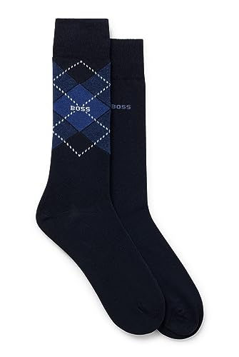 BOSS Herren 2P RS Argyle Col CC Mittelhohe Socken aus Baumwoll-Mix im Zweier-Pack Dunkelblau 39-42 von BOSS