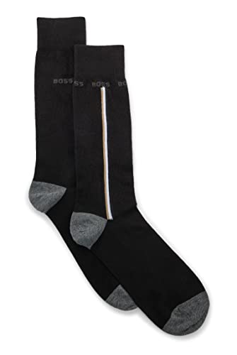 BOSS Herren 2P RS Iconic CC Mittelhohe Socken aus Bio-Baumwoll-Mix im Zweier-Pack Schwarz 43-46 von BOSS