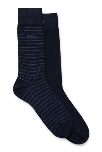 BOSS Herren 2P RS Marc Col CC Mittelhohe Socken aus Stretch-Baumwolle im Zweier-Pack Dunkelblau 39-42 von BOSS