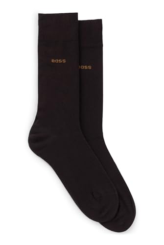 BOSS Herren 2P RS Uni CC Zweier-Pack mittelhohe Socken aus Baumwoll-Mix Dunkelbraun 47-50 von BOSS