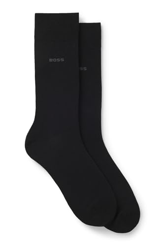 BOSS Herren 2P RS Uni CC Zweier-Pack mittelhohe Socken aus Baumwoll-Mix Schwarz001 39-42 von BOSS