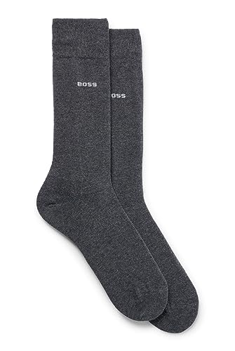 BOSS Herren 2P RS Uni CC Mittelhohe Socken aus elastischem Baumwoll-Mix im Zweier-Pack Grau 39-42 von BOSS