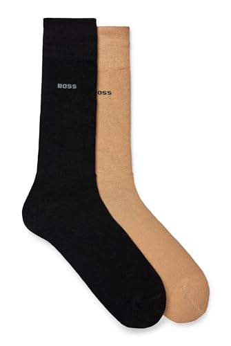 BOSS Herren 2P RS VI Bamboo Mittelhohe Socken aus Stretch-Gewebe im Zweier-Pack Beige 40-46 von BOSS