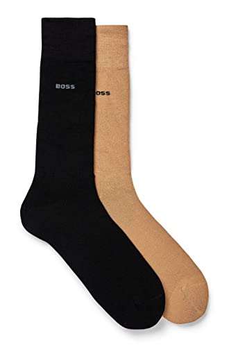 BOSS Herren 2P RS VI Bamboo Mittelhohe Socken aus Stretch-Gewebe im Zweier-Pack Beige 43-46 von BOSS