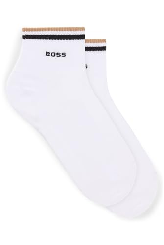 BOSS Herren 2P SH Stripe CC Zweier-Pack kurze Socken mit Signature-Streifen Weiß 39-42 von BOSS