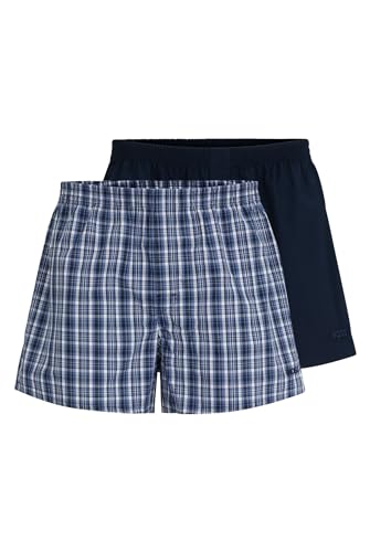 BOSS Herren 2P Woven Boxer CW Pyjama-Shorts aus Baumwoll-Popeline im Zweier-Pack Hellblau L von BOSS