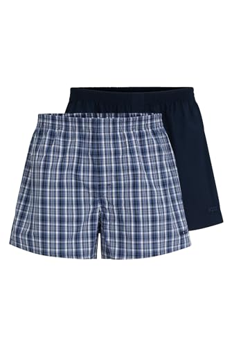 BOSS Herren 2P Woven Boxer CW Pyjama-Shorts aus Baumwoll-Popeline im Zweier-Pack Hellblau M von BOSS
