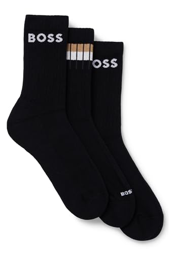 BOSS Herren 3P QS Rib Stripe CC Socken aus Baumwoll-Mix im Dreier-Pack Schwarz 39-42 von BOSS