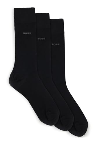 BOSS Herren Business Socken Strümpfe RS Uni CC 3 Paar, Farbe:Schwarz, Größe:43-46, Artikel:-001 black von BOSS