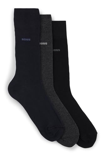 BOSS Herren Business Socken Strümpfe RS Uni CC 3 Paar, Farbe:Mehrfarbig, Größe:43-46, Artikel:-961 black/navy/grey von BOSS