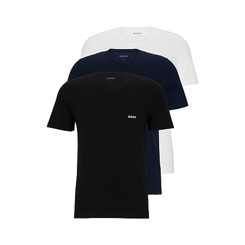 BOSS Herren 3-Pack Crew Neck Cotton Jersey T-Shirt, Helles Weiß, Blau, Marineblau, Erdschwarz, XL BOSS Herren 3-Pack Crew Neck Cotton Jersey T-Shirt, Helles Weiß, Blau, Marineblau, Erdschwarz, XL von BOSS