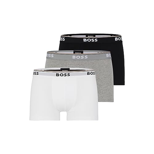 BOSS Herren 3er-Pack Shorts aus Stretch-Baumwolle mit normaler Passform Badehose, Weiß/Grau/Schwarz, Medium von BOSS