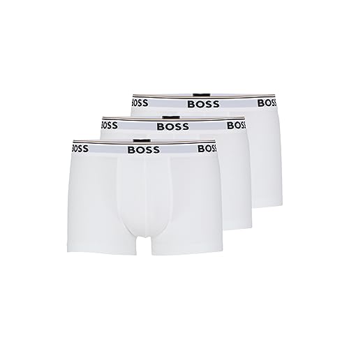 BOSS Herren 3er-Pack Shorts aus Stretch-Baumwolle, Normale Passform Badehose, Weiss/opulenter Garten, X-Large von BOSS