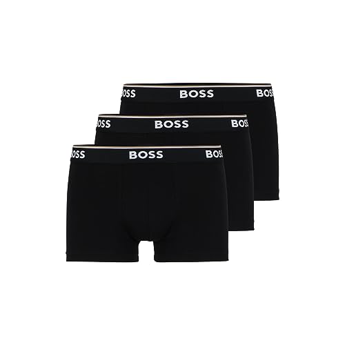 BOSS Herren 3-Pack Stretch Cotton Regular Fit Trunks, Schwarzes Vinyl, Medium von BOSS