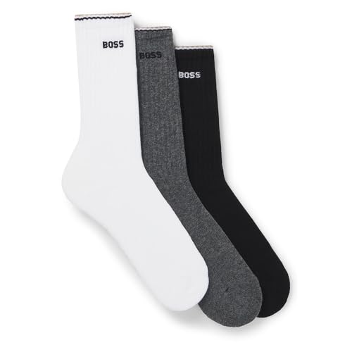 BOSS Herren 3p Qs Rib Stripe Cc Short Socks, Open Miscellaneous960, 39-42 von BOSS