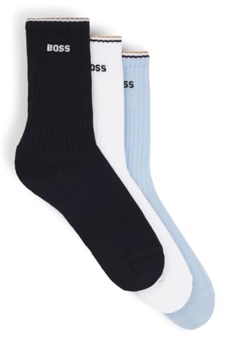 BOSS Herren 3p Qs Rib Stripe Cc Short Socks, Open Miscellaneous961, 39-42 von BOSS