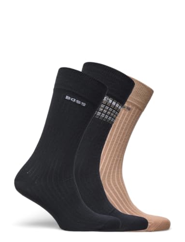 BOSS Herren 3p Rs Rib Stripe Cc Regular Socks, Black1, 39-42 von HUGO BOSS
