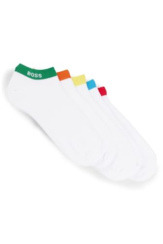 BOSS Herren 5P AS Rainbow CC Fünfer-Pack Unisex-Sneakers-Socken mit Logo-Bündchen Weiß 39-42 von BOSS