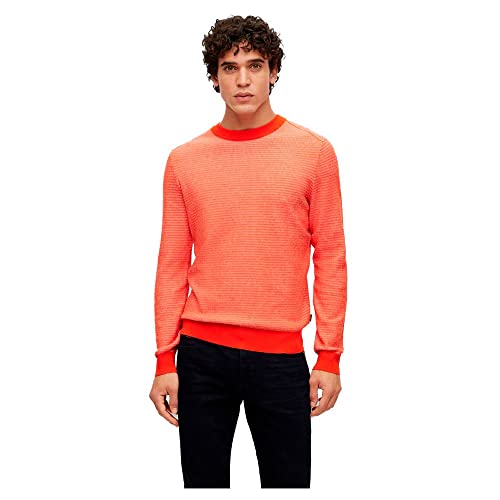 BOSS Herren Abovemo Pullover aus Baumwoll-Mix mit Kaschmir und zweifarbiger Struktur Rot XL von BOSS