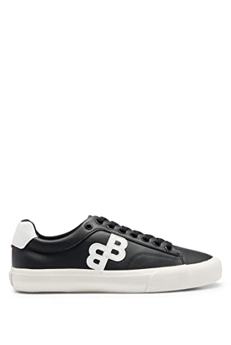 BOSS Herren Aiden Tenn Lowtop Sneakers mit Monogramm-Detail Schwarz 39 Größe 39 von BOSS