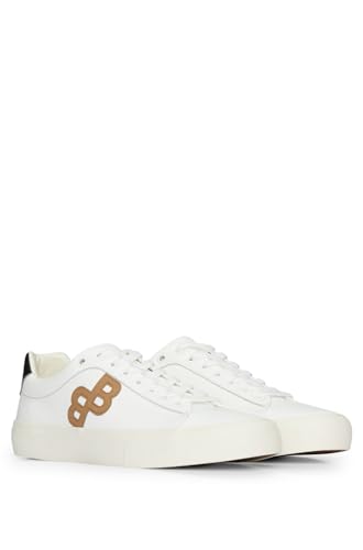 BOSS Herren Aiden Tenn Lowtop Sneakers mit Monogramm-Detail Weiß 39 Größe 39 von BOSS