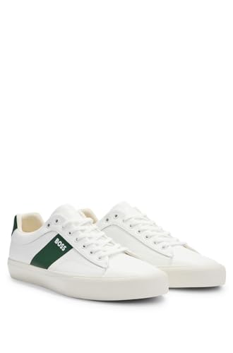 BOSS Herren Aiden Tenn Sneakers mit Cupsohle und kontrastfarbenem Band Weiß 42 Größe 42 von BOSS