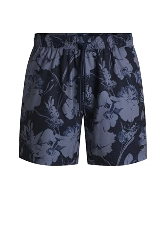 BOSS Herren Alain Badeshorts mit Blumen-Print und Seitenstreifen Dunkelblau XL von BOSS