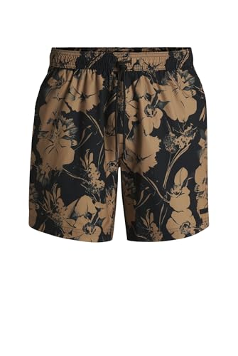BOSS Herren Alain Badeshorts mit Blumen-Print und Seitenstreifen Schwarz001 L von BOSS