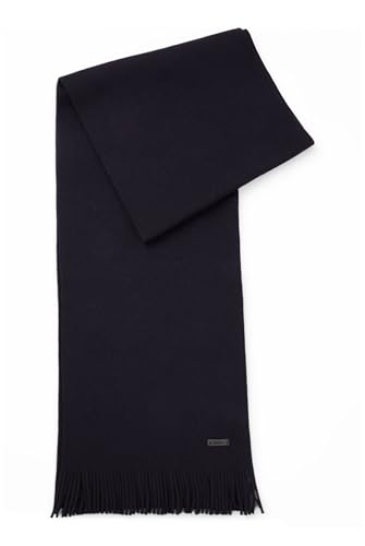 BOSS Herren Albas Schal aus nachhaltigerer Schurwolle mit Raschel-Strick Dunkelblau Stck von BOSS