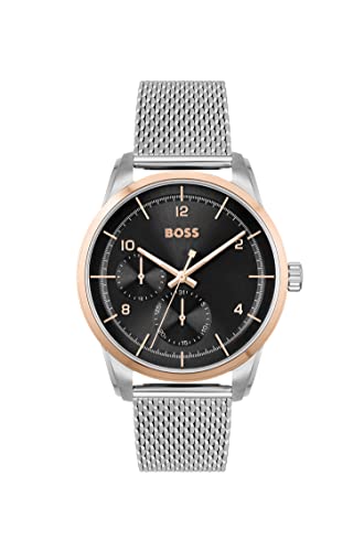 BOSS Multi Zifferblatt Quarz Uhr für Herren mit Silbernes Edelstahl-Mesh-Gliederarmband - 1513961 von BOSS