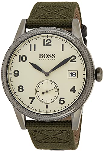 BOSS Herren Analog Quarz Uhr mit Stoff Armband 1513670 von BOSS