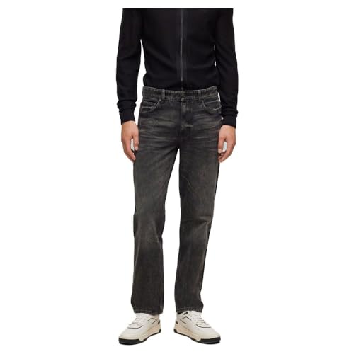 BOSS Herren Anderson BC Schwarze Relaxed-Fit Jeans aus festem Denim Dunkelgrau 40/34 von BOSS