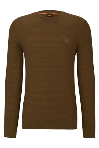 BOSS Herren Anion Regular-Fit Pullover aus Baumwolle mit Kaschmir-Anteil und Logo-Aufnäher Hellgrün XXL von BOSS