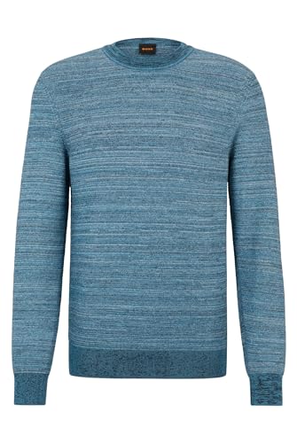 BOSS Herren Aspok Pullover aus Baumwoll-Mix mit Mouliné-Effekt Hellblau L von BOSS