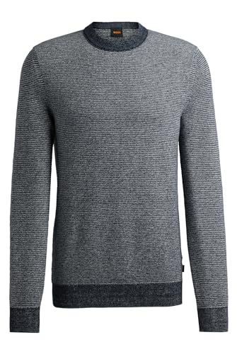 BOSS Herren Aspok Pullover aus Baumwoll-Mix mit Mouliné-Effekt Hellblau M von BOSS