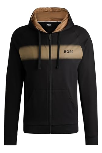 BOSS Herren Authentic Jacket H Hoodie aus Baumwoll-Terry mit Reißverschluss und Dégradé-Streifen Schwarz001 M von HUGO BOSS