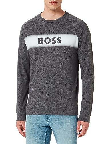 BOSS Herren Authentic Sweatshirt mit Logo, Medium Grey, L von BOSS