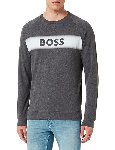 BOSS Herren Authentic Sweatshirt mit Logo, Medium Grey, S von BOSS