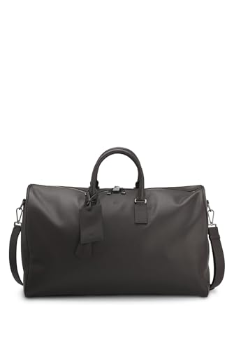 BOSS Herren Axton Holdall DB Beckham x BOSS Weekender aus genarbtem Leder mit Adressanhänger Dunkelbraun Stck von BOSS