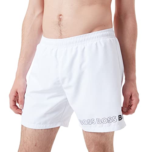 BOSS Herren Badeshorts Beachwear Badehose Dolphin Quick-Dry, Farbe:Weiß, Artikel:-100 White, Größe:2XL von BOSS