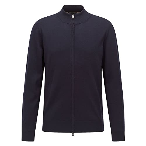 BOSS Herren Balonso Strick-Cardigan aus Schurwolle mit Reißverschluss Dunkelblau XXXL von BOSS