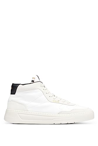 BOSS Herren Baltimore Hito Midtop Sneakers aus Leder und Veloursleder Weiß 41 von BOSS