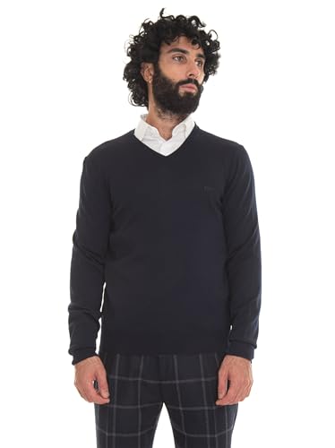 BOSS Herren Baram-L Regular-Fit Pullover aus Schurwolle mit Logo-Stickerei Dunkelblau XXL von BOSS