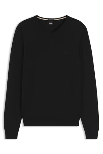 BOSS Herren Baram-L Regular-Fit Pullover aus Schurwolle mit Logo-Stickerei Schwarz001 M von BOSS