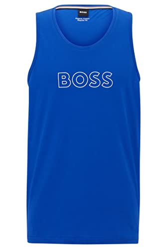 BOSS Herren Beach Tank Top Tanktop aus Bio-Baumwolle mit Logo-Umriss Blau L von BOSS