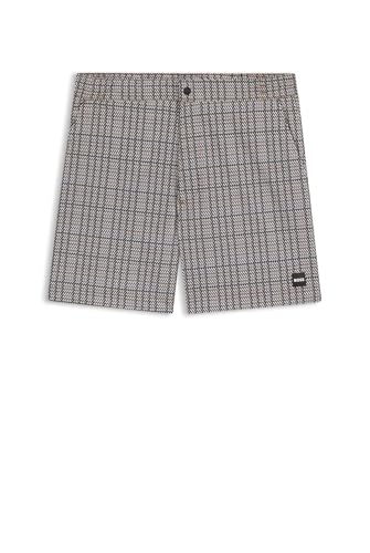 BOSS Herren Beach to Badeshorts mit feinem Print und Logo-Aufnäher Schwarz001 XXL von BOSS