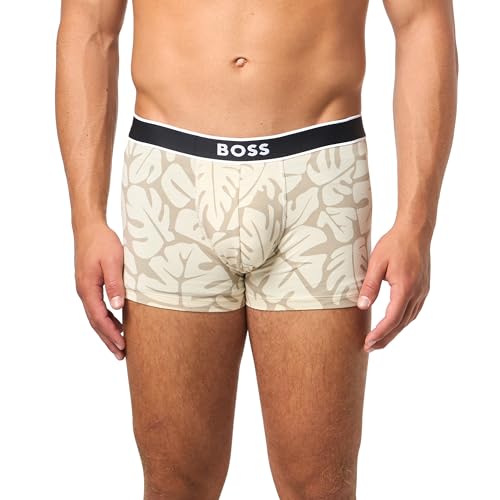 BOSS Herren Bold Logo Patterned Trunk Badehose, cremefarben/Blumenmuster, Medium von BOSS
