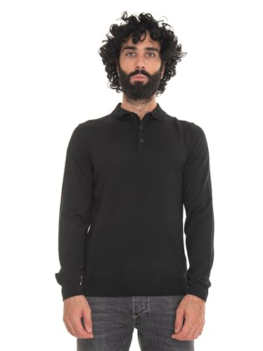 BOSS Herren Bono-L Pullover aus Schurwolle mit Polokragen und Logo-Stickerei Schwarz M von BOSS