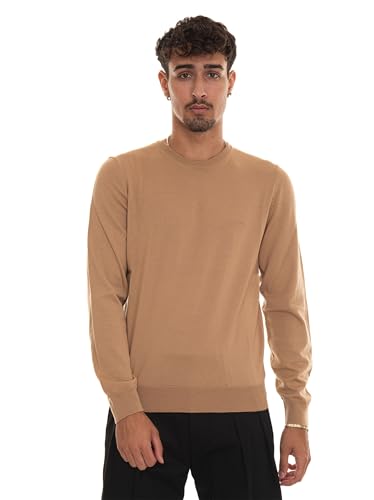 BOSS Herren Botto-L Pullover aus Schurwolle mit Rundhalsausschnitt und Logo-Stickerei Beige L von BOSS